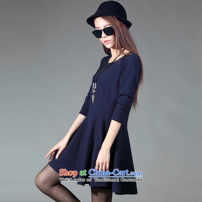 In short light autumn 2015 new women's larger dresses autumn stretch knitted Lady) to intensify the autumn replacing forming the long-sleeved blue skirt D2057 XXL, Jane light , , , shopping on the Internet