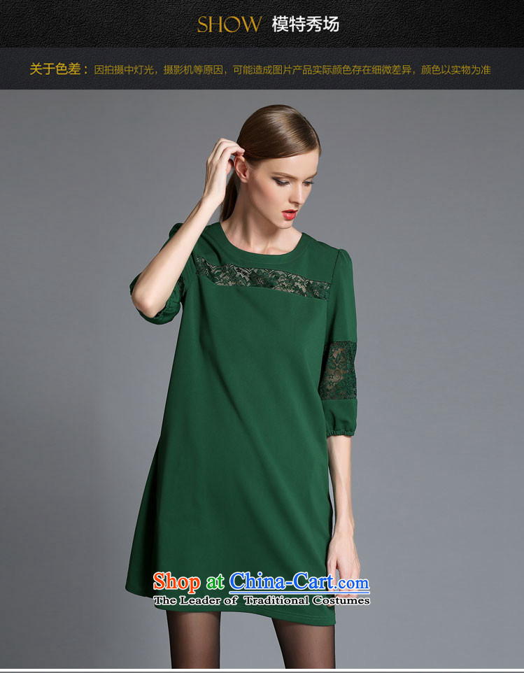 Elizabeth 2015 Western autumn discipline with the new SISTER to thick xl women's dresses thick mm loose video in thin cuff lace stitching engraving ZR1841  3XL green picture, prices, brand platters! The elections are supplied in the national character of distribution, so action, buy now enjoy more preferential! As soon as possible.