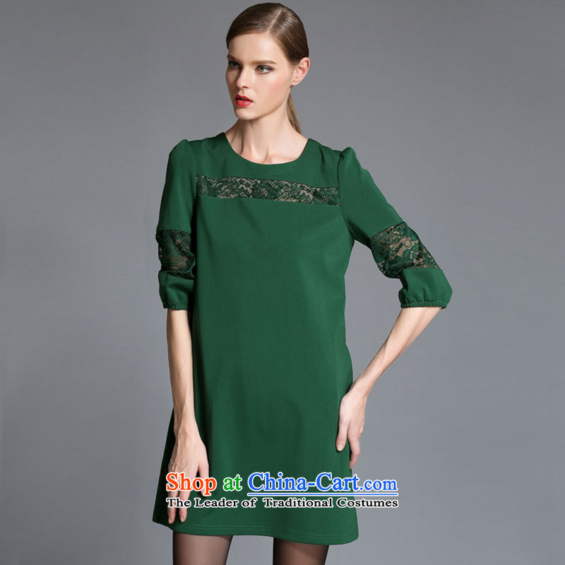 Elizabeth 2015 Western autumn discipline with the new SISTER to thick xl women's dresses thick mm loose video in thin cuff lace stitching engraving ZR1841 green 3XL, discipline Windsor shopping on the Internet has been pressed.