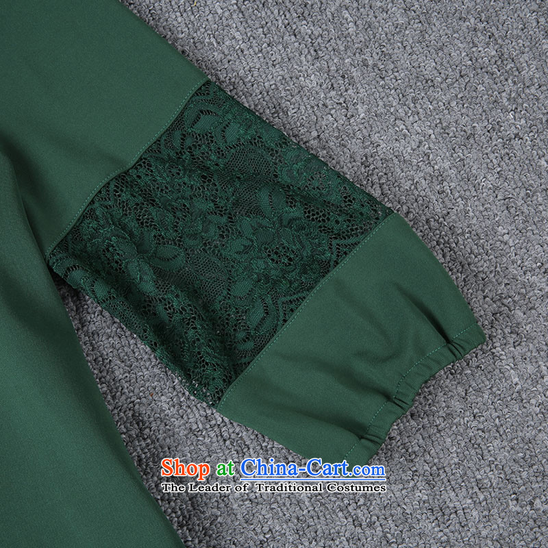 Elizabeth 2015 Western autumn discipline with the new SISTER to thick xl women's dresses thick mm loose video in thin cuff lace stitching engraving ZR1841 green 3XL, discipline Windsor shopping on the Internet has been pressed.