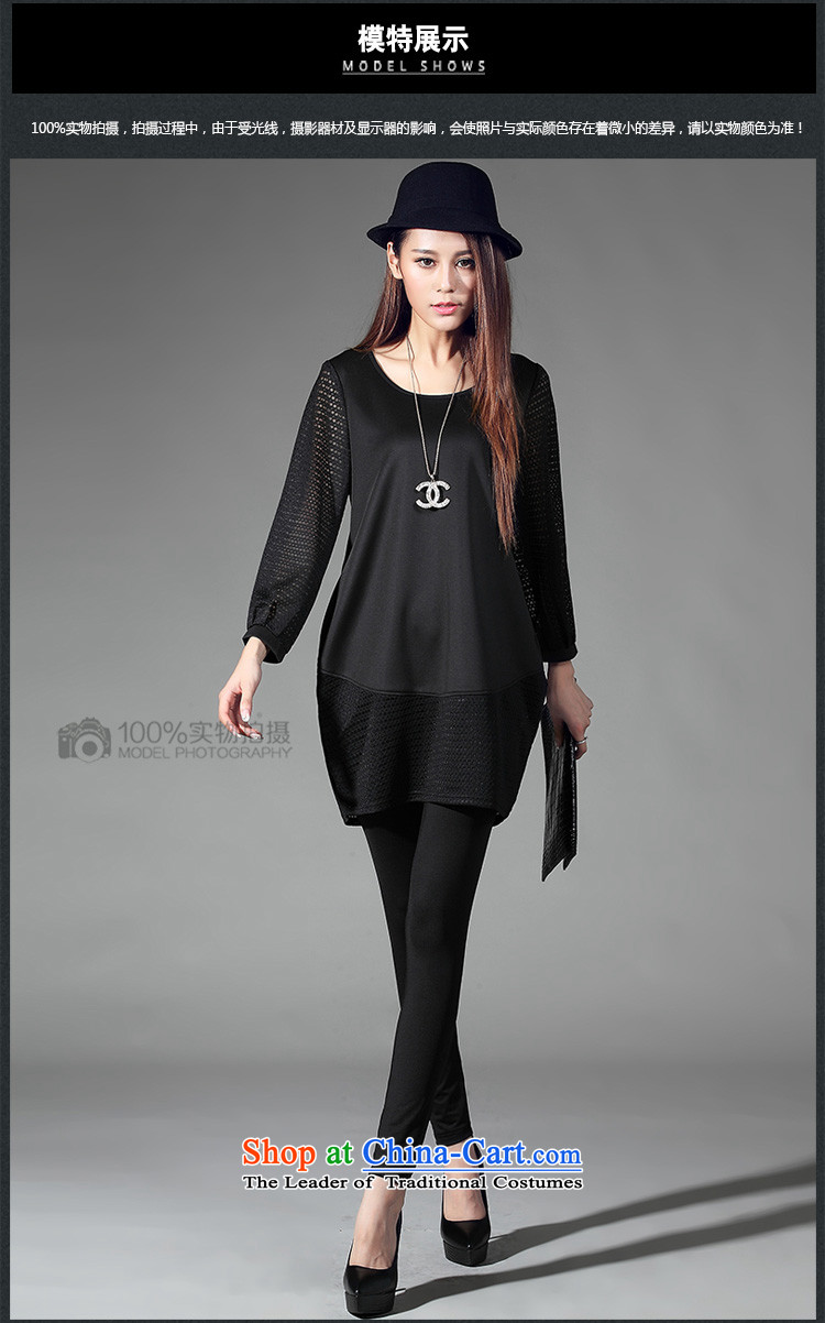 Szili Clinton to increase women's code 2015 Autumn new thick mm sister stylish look big lanterns dresses gauze stitching skirt wear long-sleeved even turning black XXXXL picture, prices, brand platters! The elections are supplied in the national character of distribution, so action, buy now enjoy more preferential! As soon as possible.