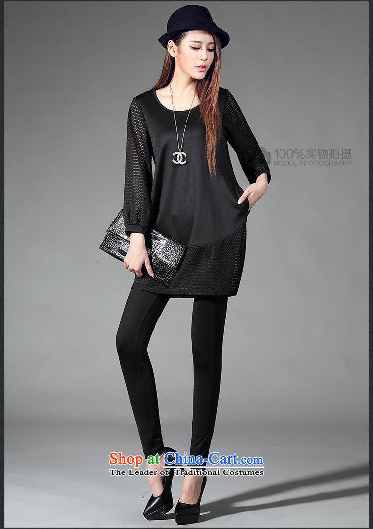 Szili Clinton to increase women's code 2015 Autumn new thick mm sister stylish look big lanterns dresses gauze stitching skirt wear long-sleeved even turning black XXXXL picture, prices, brand platters! The elections are supplied in the national character of distribution, so action, buy now enjoy more preferential! As soon as possible.