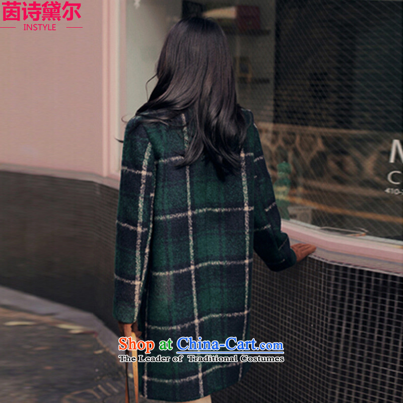 Athena Chu poetry, hair-dressing coats??? The jacket autumn and winter, female new Sau San Korean retro England compartment long coats Thick Green Grid larger 473 M, Athena poetry, , , , shopping on the Internet