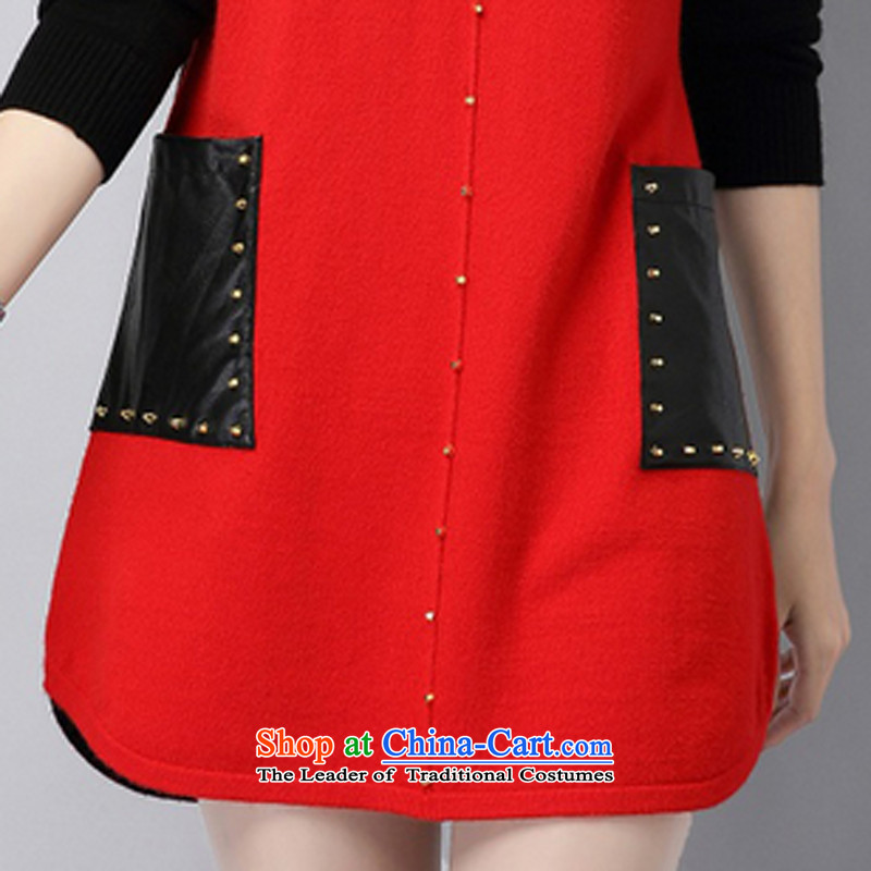 Charlene Choi 2015 Winter Fruit new larger women in forming the long sleeved clothes loose video thin sweater L8024 female red XL, Fruit Yeon (GUOYAN) , , , shopping on the Internet