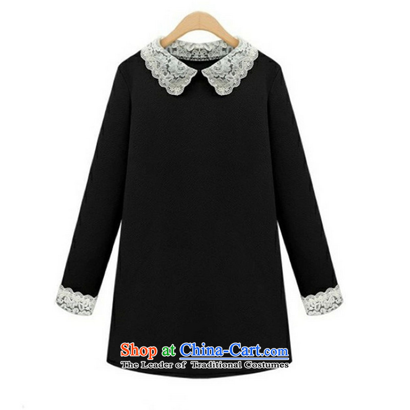 2015 mm spring loaded thick new Western wind-code women thick sister loose thick, Hin, thin lace dolls, forming the basis for a long-sleeved shirt collar line black skirt XXXXXL, tide (LINXCR) , , , shopping on the Internet