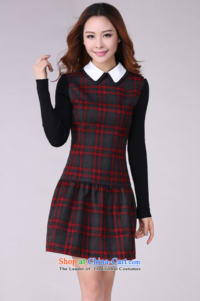 Gilland up Code women's dresses long-sleeved 2015 new) won early autumn edition red and gray grid centers Sau San mm thin 2166 plus lint-free video version XXXXL picture, prices, brand platters! The elections are supplied in the national character of distribution, so action, buy now enjoy more preferential! As soon as possible.