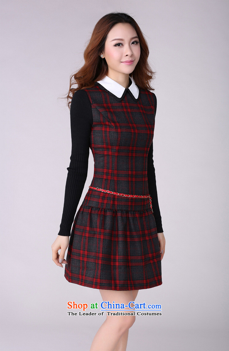 Gilland up Code women's dresses long-sleeved 2015 new) won early autumn edition red and gray grid centers Sau San mm thin 2166 plus lint-free video version XXXXL picture, prices, brand platters! The elections are supplied in the national character of distribution, so action, buy now enjoy more preferential! As soon as possible.