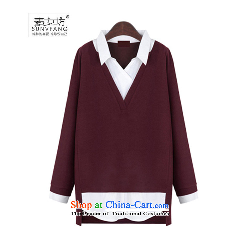 Motome Workshop 2015 autumn and winter new 200 catties thick MM Western Frau Holle female graphics thin wild leave two pieces of knitted shirts, forming the 319 wine red 5XL recommendations 175-215, Motome Fong (SUNVFANG) , , , shopping on the Internet