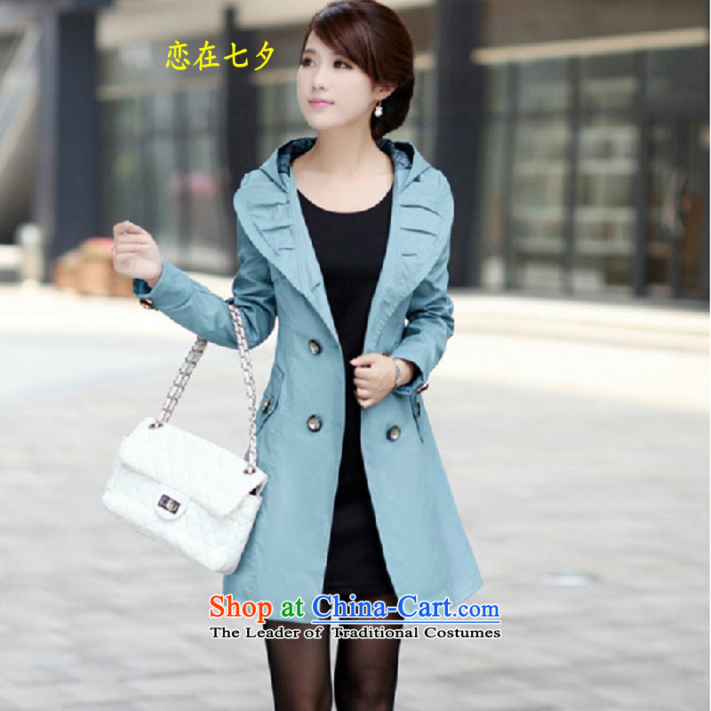 In Tanabata C.o.d. fall inside the autumn and winter load larger female jackets 3X4X5X thick people thick sister graphics load Fall Winter thin thick MM wind jacket, blue? 4XL 160--180 female fit around 922.747 people