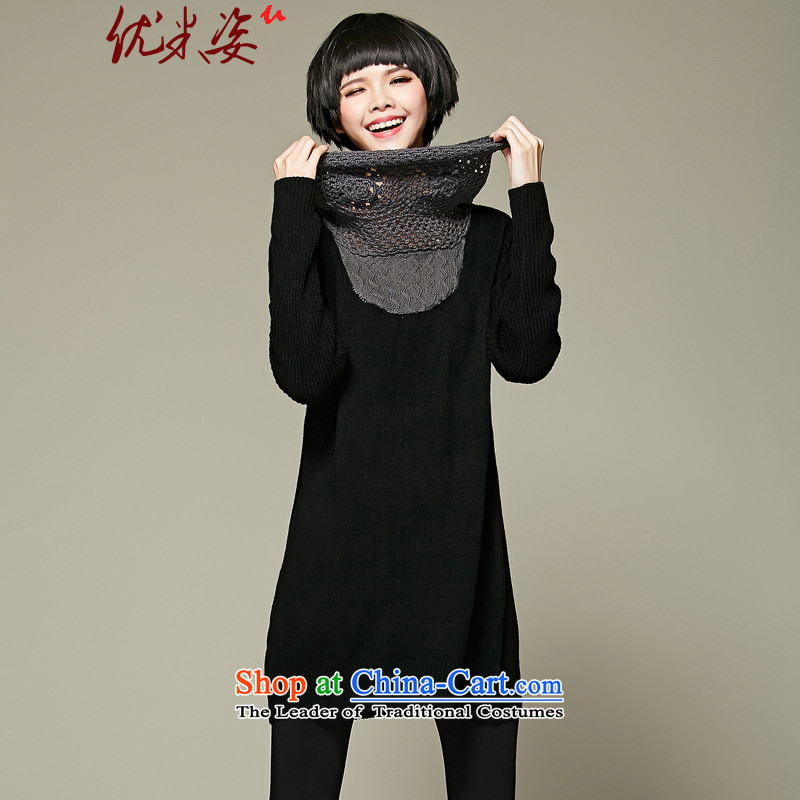 Optimize m Gigi Lai Package Mail C.o.d. autumn 2015 to replace the new xl new heap heap for long, thin stylish sweater in graphics long thick black skirt gross female sweater 1XL, optimized m postures (umizi shopping on the Internet has been pressed.)