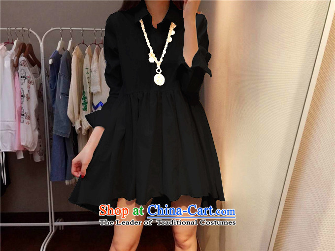 Replace the Spring and Autumn period the new 2015 version of large numbers of female Korean in long long-sleeved shirt with thick sister OL temperament skirt thick MM thick, thin, Hin 200 catties dresses XXXL black picture, prices, brand platters! The elections are supplied in the national character of distribution, so action, buy now enjoy more preferential! As soon as possible.