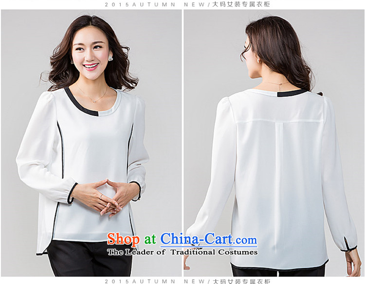The interpolator auspicious 2015 to increase the number of women in the autumn of New mm thick video thin knocked color stitching long-sleeved T-shirt, forming the women chiffon shirt K5582 3XL white picture, prices, brand platters! The elections are supplied in the national character of distribution, so action, buy now enjoy more preferential! As soon as possible.