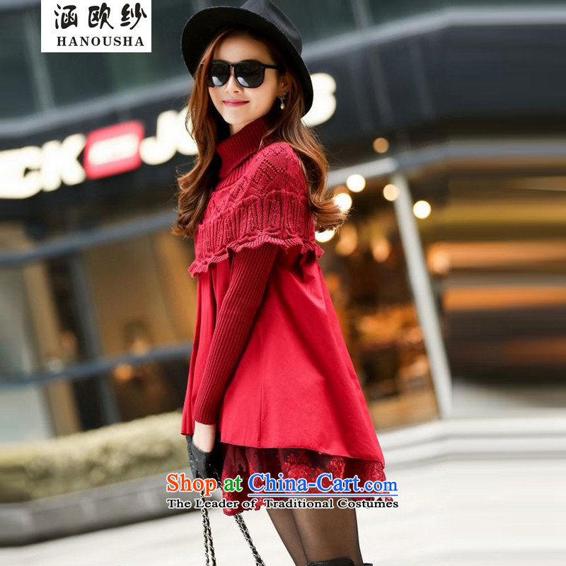 The OSCE yarn covered by casual jacket female spring and autumn 2015 replacing the new Korean large relaxd dress knitting windbreaker cloak large red M covered by OSCE yarn (hanousha) , , , shopping on the Internet