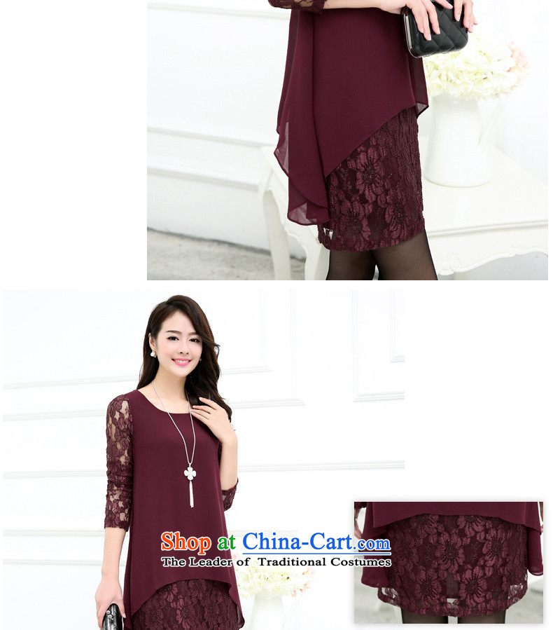 Ms Audrey EU approximately 2015 autumn large code women loose video thin long-sleeved lace stitching forming the chiffon dresses YW381  5XL black picture, prices, brand platters! The elections are supplied in the national character of distribution, so action, buy now enjoy more preferential! As soon as possible.