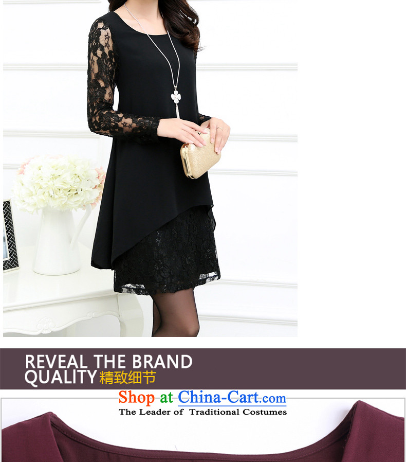 Ms Audrey EU approximately 2015 autumn large code women loose video thin long-sleeved lace stitching forming the chiffon dresses YW381  5XL black picture, prices, brand platters! The elections are supplied in the national character of distribution, so action, buy now enjoy more preferential! As soon as possible.