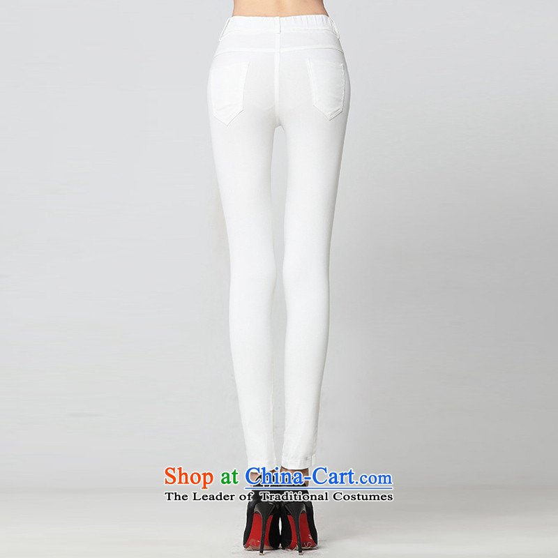 Morning to fall 2015 new larger female ultra pop-pencil trousers thick MM thin solid-colored video   forming the trousers is simple and stylish pant white 5XL( recommendations 180-200) morning to , , , catty shopping on the Internet
