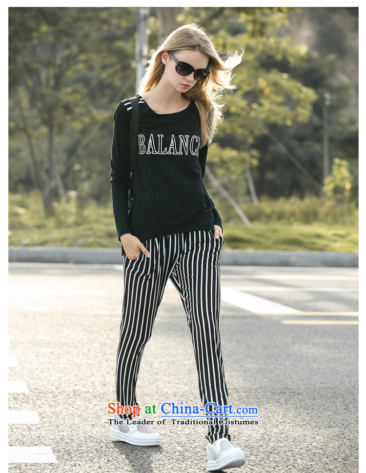 Morning to fall 2015 new western style large ladies casual Kit Letter stamp sweater streaks pants and two piece black set of recommendations 150 - 160131 catty pictures 4XL, prices, brand platters! The elections are supplied in the national character of distribution, so action, buy now enjoy more preferential! As soon as possible.
