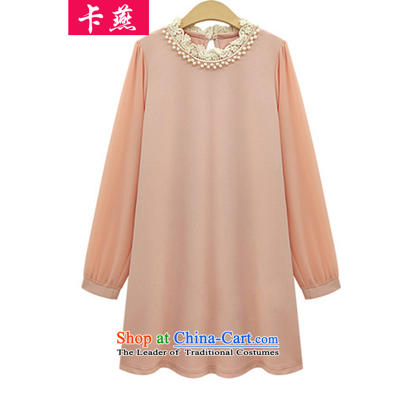  200 Yan Jin card to increase the number of women in the long thick MM2015 Fall/Winter Collections thick sister long-sleeved dresses, forming the pearl of the nails shirt 308 Black 5XL, card Yan Shopping on the Internet has been pressed.