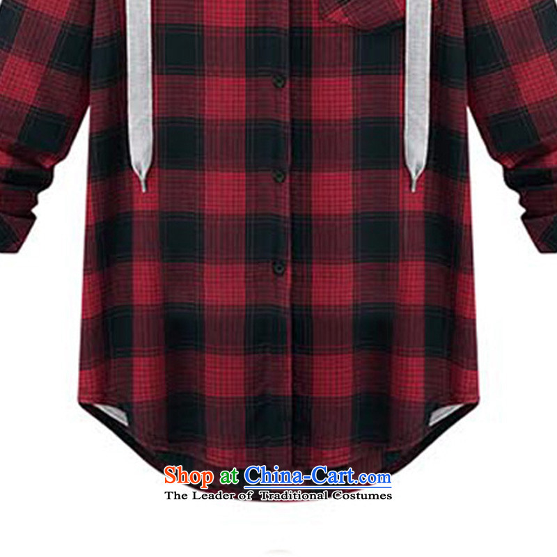 Yu's sin for Europe and to increase the number of female jackets 200 catties thick mm thick long-sleeved sister load autumn cardigan students sweater red checkered patterned shirt 4XL recommends that you, Carol, 160-180 (yuerxianzi cents) , , , shopping on the Internet