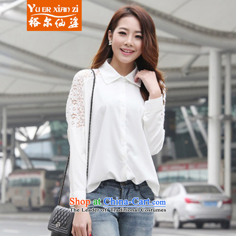 Yu's sin for?200 catties female Spring_Summer 2015 T-shirt thin video new to increase women's code thick mm loose lace white?3XL shirt, forming the women recommends that you 160-200 catty