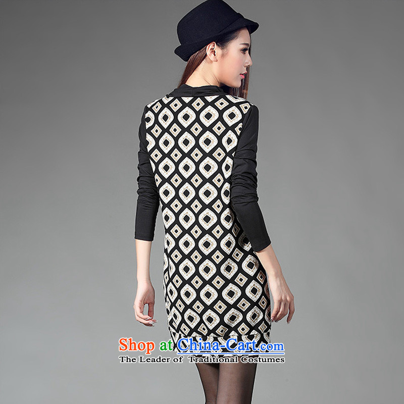Missdonut2015 autumn and winter new extra knitting dress thick girls' Graphics thin, Korean fake two part stack for a black skirt stamp larger xl,missdonut,,, shopping on the Internet