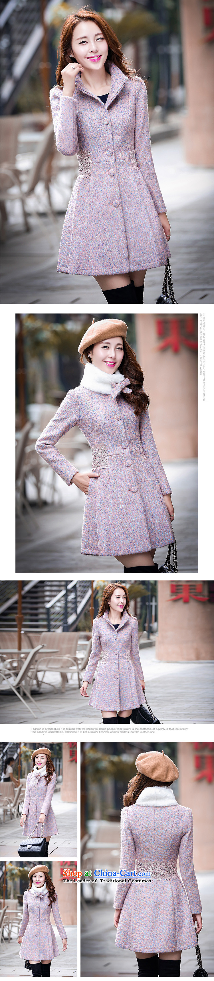 The Frente Population by 2015 Autumn and Winter Park new gross single row female coat? detained lace stitching winter coats in thick long Sau San a wool coat female G6868 pink L picture, prices, brand platters! The elections are supplied in the national character of distribution, so action, buy now enjoy more preferential! As soon as possible.