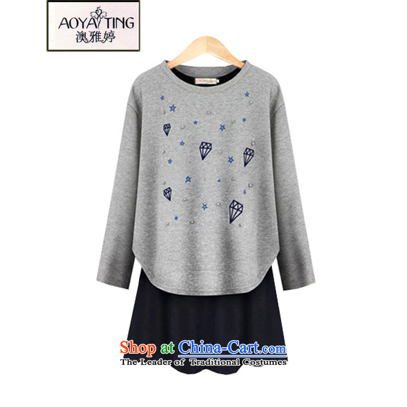O Ya-ting to increase women's code 2015 new autumn and winter dresses thick mm video thin Sweater Vest Kit + forming the skirt children 5822 blue shirt + gray skirt 5XL 175-200 recommends that you, O Jacob aoyating Ting () , , , shopping on the Internet
