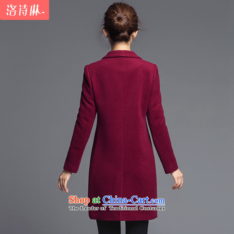 The poem Lin 2015 LUXLEAD autumn and winter new single row is long graphics thin wool a wool coat jacket female wine red , L4-rim (LUXLEAD poem) , , , shopping on the Internet
