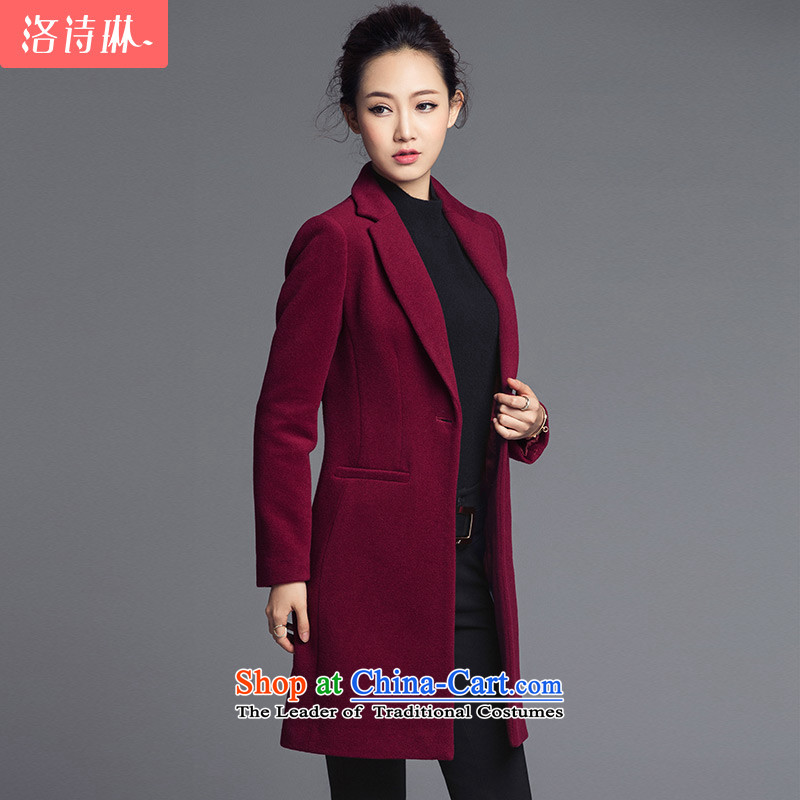The poem Lin 2015 LUXLEAD autumn and winter new single row is long graphics thin wool a wool coat jacket female wine red , L4-rim (LUXLEAD poem) , , , shopping on the Internet