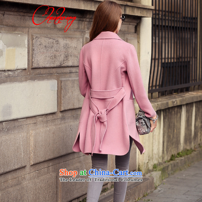 Morning Red (2015) NEW C.H autumn and winter coats women cashmere female candy shades double-side coats of nostalgia for the fan-woolen coat bare pink S Morning Red , , , shopping on the Internet