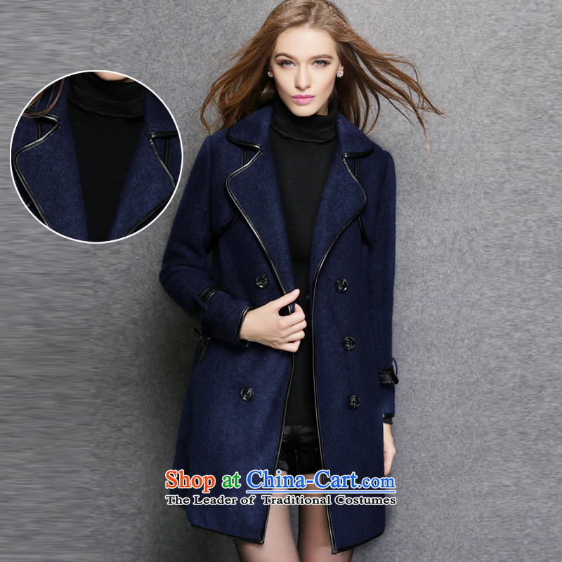 Rui Mei to to increase women's code 2015 Fall/Winter Collections new thick mm thin wool is video Sau San coats that long wind jacket R1551 3XL, blue-mei RIUMILVE rui) , , , shopping on the Internet