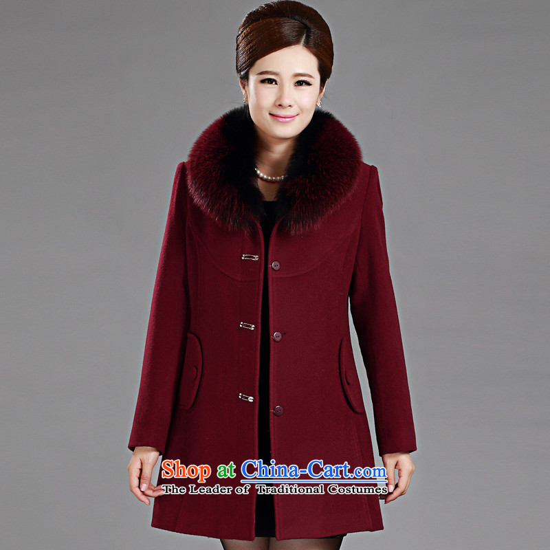 The sea route to spend the new fox collar cashmere overcoat Gross Gross Large? butted long J1376H female wine red sea route to spend.... 3XL, shopping on the Internet