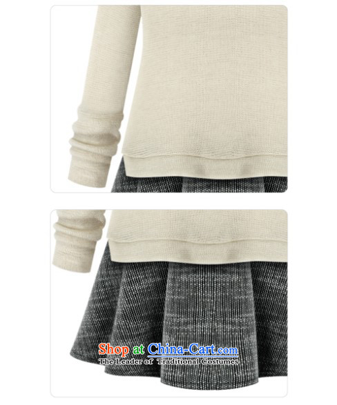 Gangnam-gu  2015 autumn and winter taste new larger female to intensify the skirt wear long-sleeved shirt MM thick stitching leave two Knitted Shirt black XXL recommendations 120-140 catty picture, prices, brand platters! The elections are supplied in the national character of distribution, so action, buy now enjoy more preferential! As soon as possible.