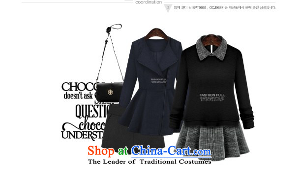 Gangnam-gu  2015 autumn and winter taste new larger female to intensify the skirt wear long-sleeved shirt MM thick stitching leave two Knitted Shirt black XXL recommendations 120-140 catty picture, prices, brand platters! The elections are supplied in the national character of distribution, so action, buy now enjoy more preferential! As soon as possible.