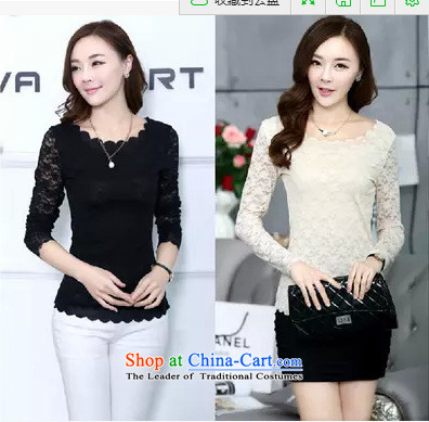  The new Korean eddievril larger female thick mm200 catty Sau San long-sleeved T-shirt lace female thick solid thin shirt graphics sister large black) pictures, Jin XXL(135-165 price, brand platters! The elections are supplied in the national character of distribution, so action, buy now enjoy more preferential! As soon as possible.