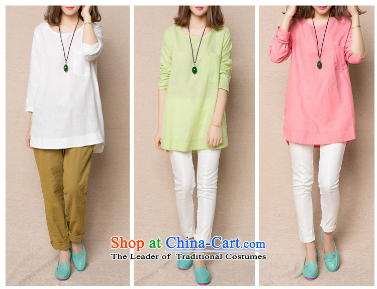 Create the  2015 autumn billion new boxed version of large numbers of female Korean graphics thin wild shirt cotton linen loose T-Shirts/blouses XXXL pink shirt picture, prices, brand platters! The elections are supplied in the national character of distribution, so action, buy now enjoy more preferential! As soon as possible.