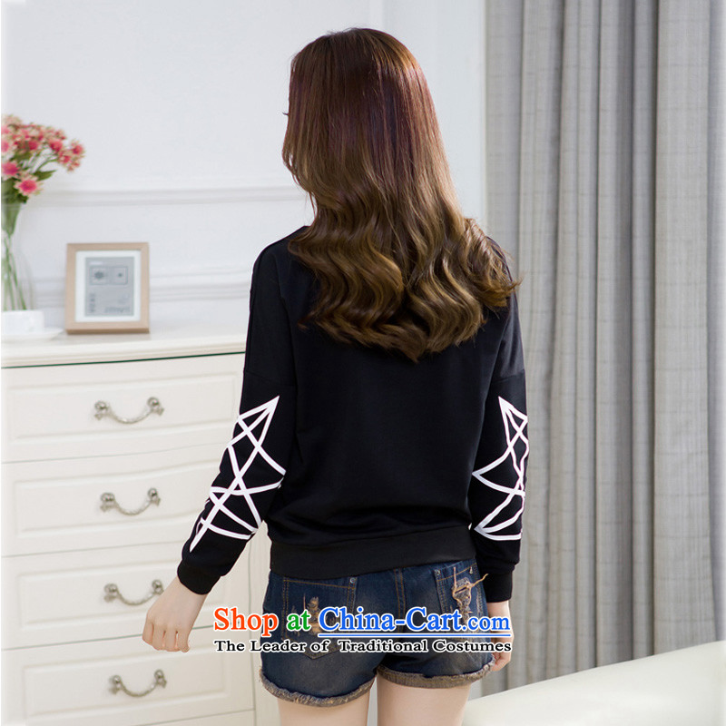 O Ya-ting larger female Korean autumn 2015 installed new women's graphics thin stamp long-sleeved T-shirt with round collar forming the Netherlands YK4229 female black 3XL 145-180 recommends that you, O Jacob aoyating Ting () , , , shopping on the Internet