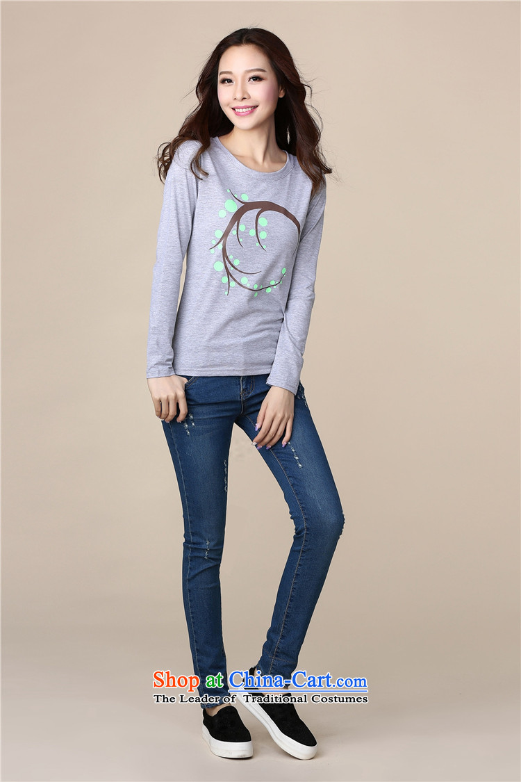 Billion gymnastics  grand autumn 2015 code T-shirts new Korean version long-sleeved T-shirt Sau San video female thin ethnic stamp forming the royal blue shirt M picture, prices, brand platters! The elections are supplied in the national character of distribution, so action, buy now enjoy more preferential! As soon as possible.