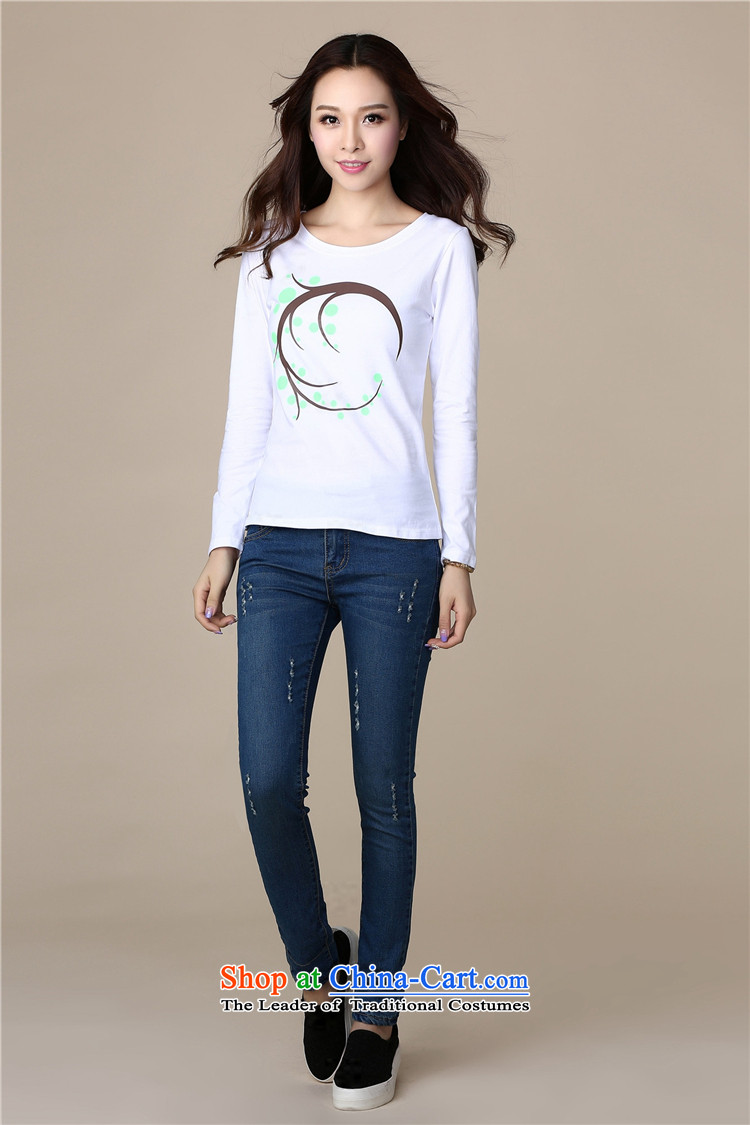 Billion gymnastics  grand autumn 2015 code T-shirts new Korean version long-sleeved T-shirt Sau San video female thin ethnic stamp forming the royal blue shirt M picture, prices, brand platters! The elections are supplied in the national character of distribution, so action, buy now enjoy more preferential! As soon as possible.