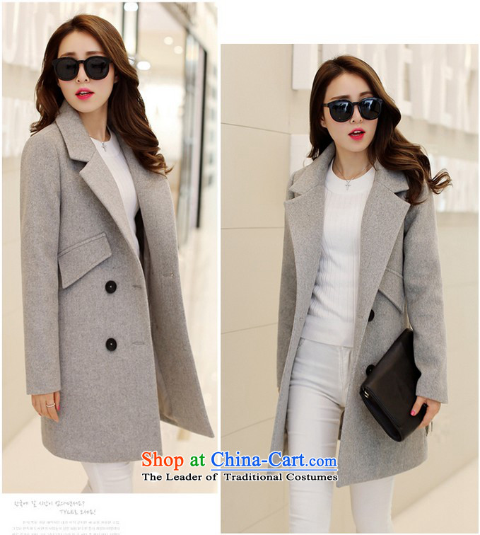Teresa Mo 2015 autumn and winter deplored the new Korean version of Sau San OL temperament gross girls jacket? Long a wool coat X0528 Gray L picture, prices, brand platters! The elections are supplied in the national character of distribution, so action, buy now enjoy more preferential! As soon as possible.