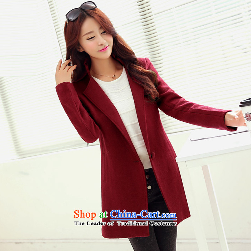 The gross imbalance? 2015 winter coats female new Korean long thin graphics Sau San, a wool coat female wine red tide (NICHAO counter-M) , , , shopping on the Internet
