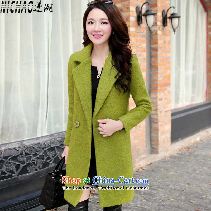 The gross imbalance? 2015 winter coats female new Korean version of the video in Sau San thin long temperament a wool coat green M
