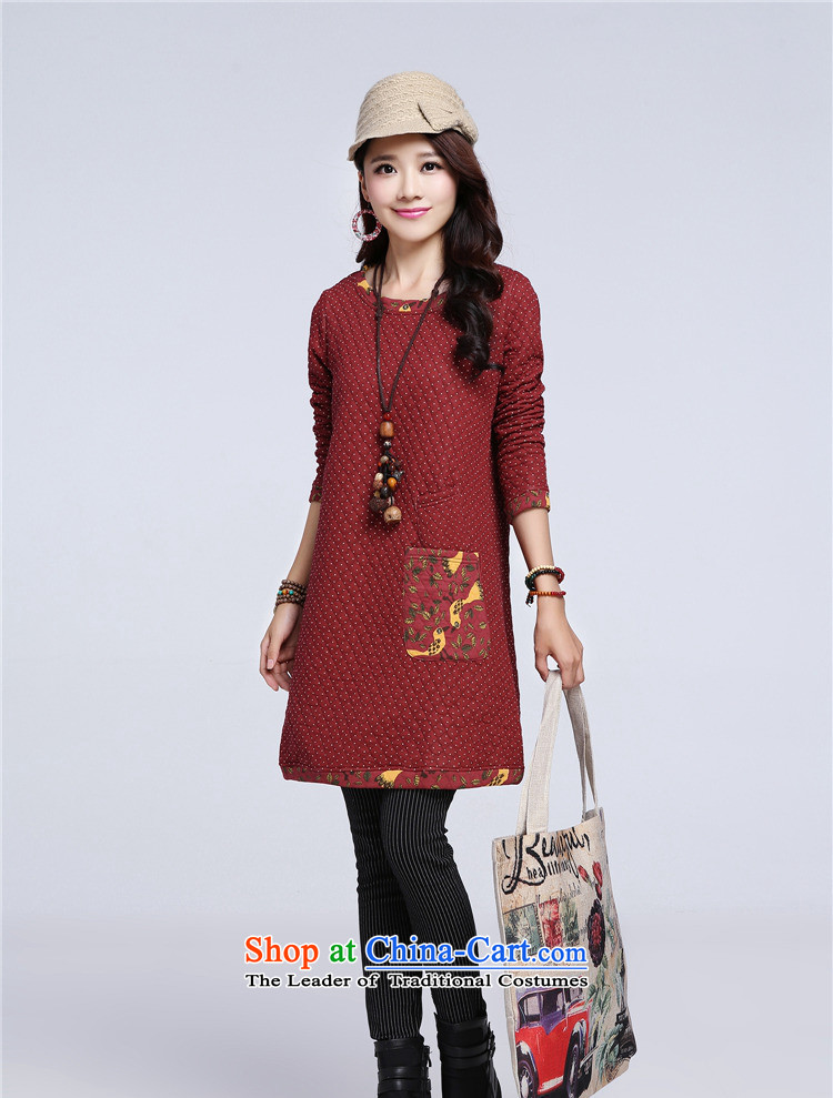 Mrs Ingrid Yeung is 2015 autumn and winter large women's dresses wave point in thick cotton plus long-sleeved long skirt red XXL picture, prices, brand platters! The elections are supplied in the national character of distribution, so action, buy now enjoy more preferential! As soon as possible.
