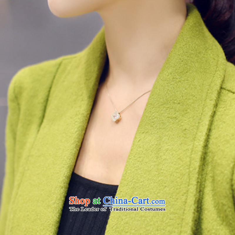 Stylish devil of the 2015 Fall/Winter Collections in the new long a wool coat Korean Sau San video thin stylish Wild Green Jacket M136 GREEN M, stylish devil of (SHISHANGMOZHE) , , , shopping on the Internet