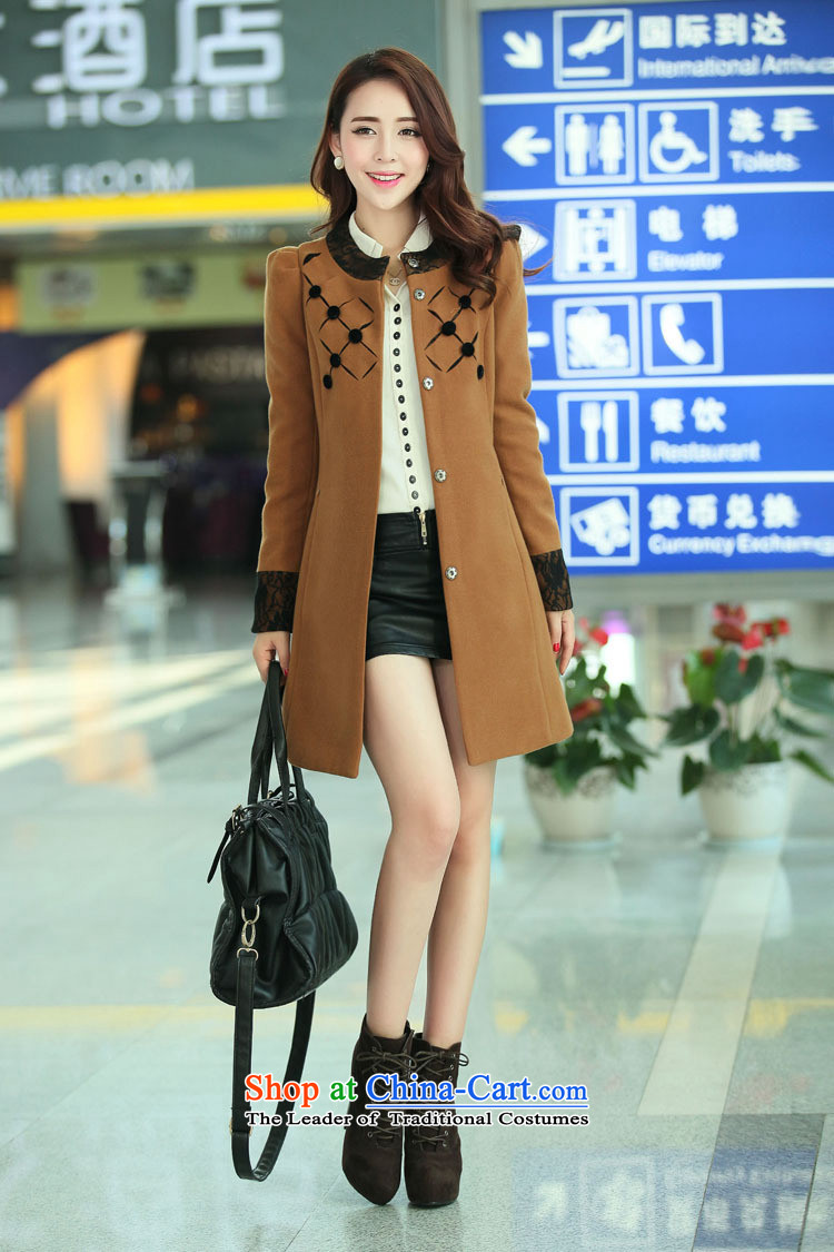 Charm and Asia 2015 Fall/Winter Collections Korean Sau San stylish round-neck collar lace long jacket coat gross? beige XXL picture, prices, brand platters! The elections are supplied in the national character of distribution, so action, buy now enjoy more preferential! As soon as possible.
