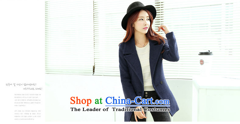 Shi Yi No. 2015 autumn and winter new wool a wool coat female Korean pure colors plus cotton thin, long, video gross a wool coat female jacket Tibetan Blue M picture, prices, brand platters! The elections are supplied in the national character of distribution, so action, buy now enjoy more preferential! As soon as possible.