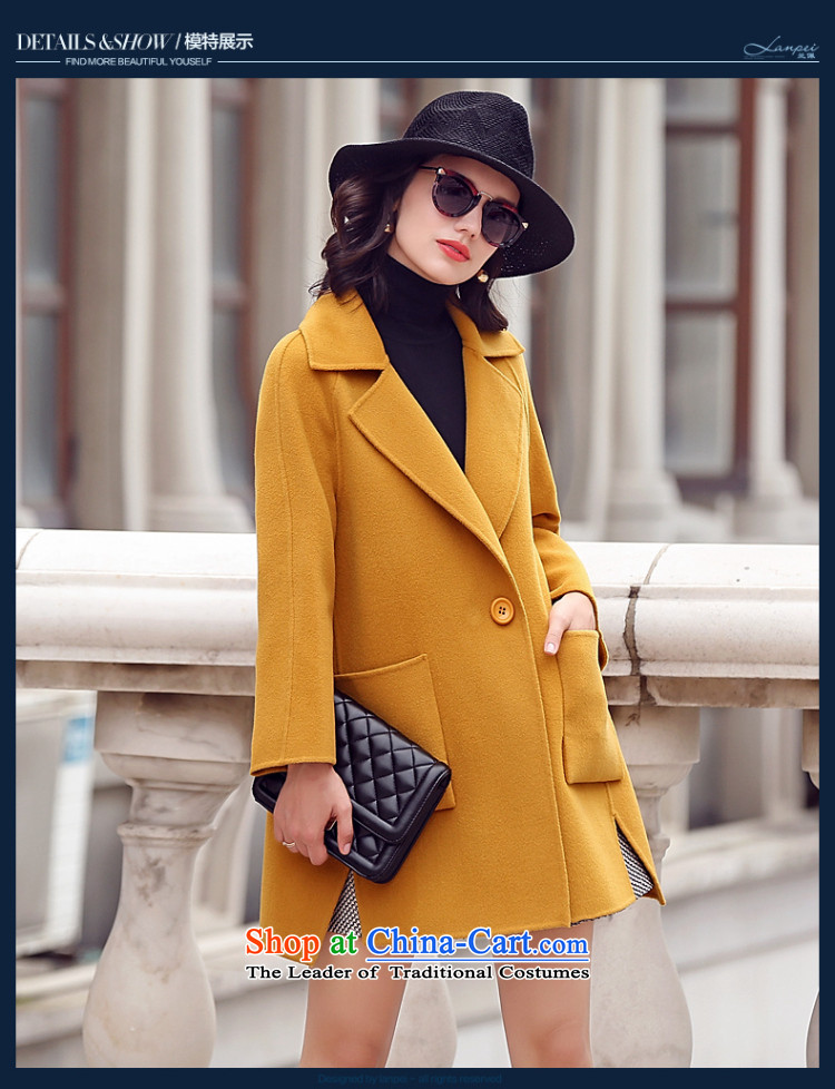 In the autumn of 2015, the new Pei gross female Korean jacket? in long-sided cashmere overcoat cocoon female woolen coat light yellow 7-day pre-sale prices, pictures, M brand platters! The elections are supplied in the national character of distribution, so action, buy now enjoy more preferential! As soon as possible.