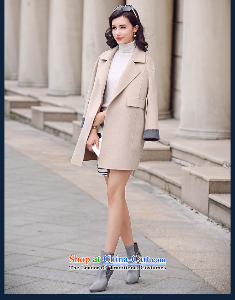 Ho Pui 2015 new woolen coat female double-side jacket in long long-sleeved thin graphics Sau San-sided flannel woolen coat beige L picture, prices, brand platters! The elections are supplied in the national character of distribution, so action, buy now enjoy more preferential! As soon as possible.