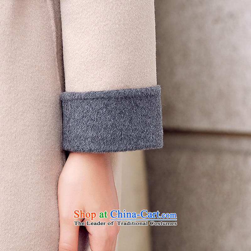 Ho Pui 2015 new woolen coat female double-side jacket in long long-sleeved thin graphics Sau San-sided flannel woolen coat beige , L Ho Pei (lanpei) , , , shopping on the Internet