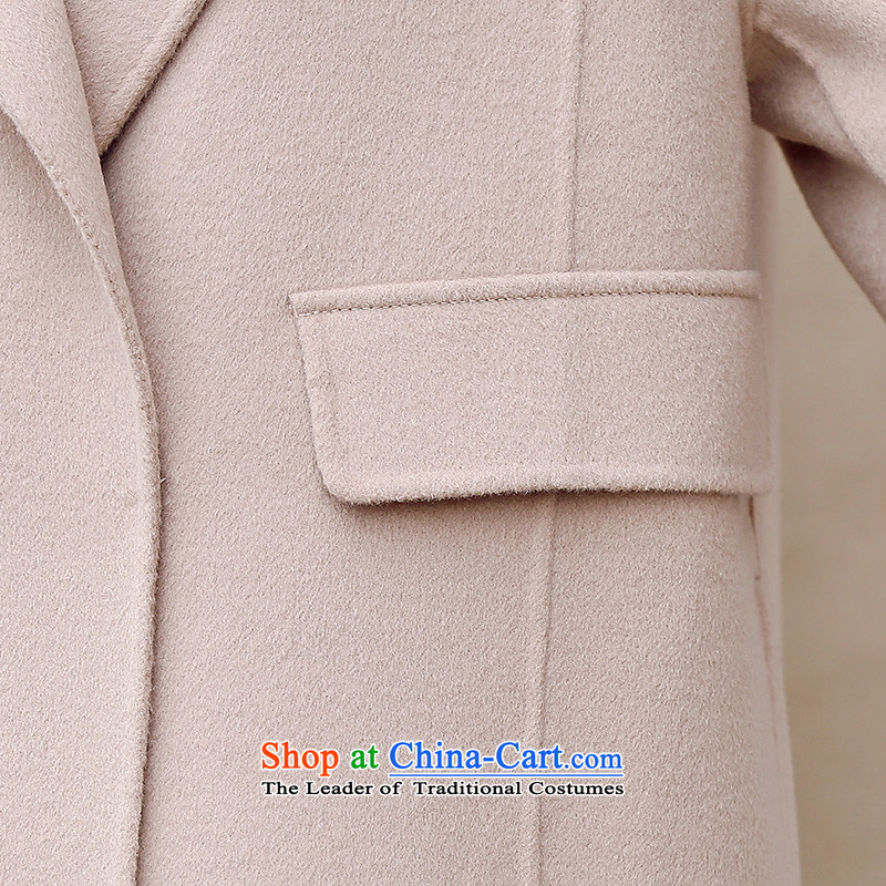 Ho Pui 2015 new woolen coat female double-side jacket in long long-sleeved thin graphics Sau San-sided flannel woolen coat beige , L Ho Pei (lanpei) , , , shopping on the Internet